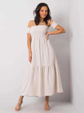 BÉŽOVÉ DÁMSKÉ MAXI ŠATY 346-SK-009.51-BEIGE Velikost: M