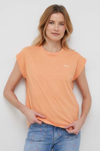 Bavlněné tričko Pepe Jeans oranžová barva