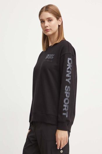 Mikina Dkny dámská, černá barva, s potiskem, DP4T9970