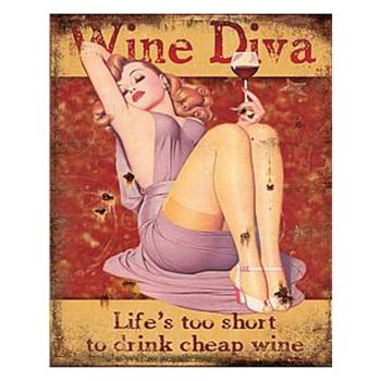 Kovová nástěnná cedule Wine Diva - 20*1*25 cm 6Y4930