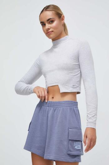 Kraťasy Reebok Classic dámské, fialová barva, s aplikací, high waist