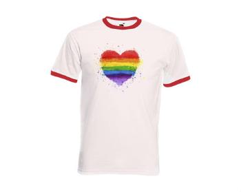 Pánské tričko s kontrastními lemy Rainbow heart
