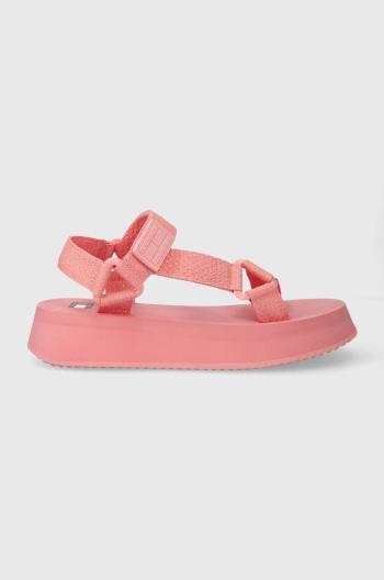 Sandály Tommy Jeans TJW EVA SANDAL dámské, růžová barva, na platformě, EN0EN02466