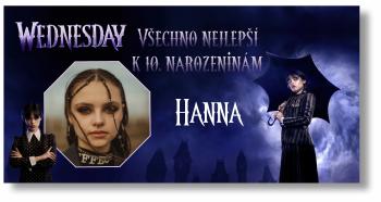 Narozeninový banner s fotkou - Wednesday Rozměr banner: 130 x 260 cm