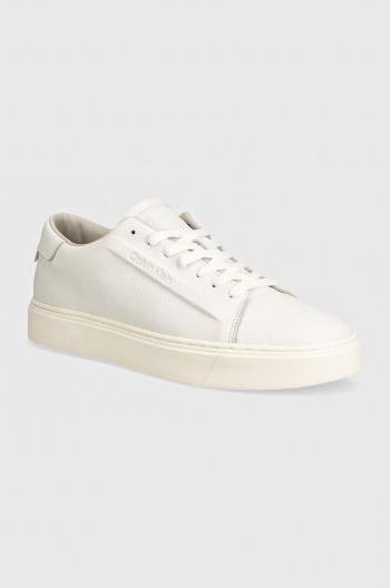 Kožené sneakers boty Calvin Klein HM0HM01516 bílá barva, LOW TOP LACE UP LTH