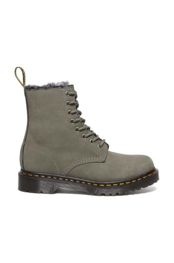 Kožené workery Dr. Martens 1460 Serena dámské, šedá barva, na plochém podpatku, zateplené, DM30953059