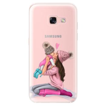 Odolné silikonové pouzdro iSaprio - Kissing Mom - Brunette and Girl - Samsung Galaxy A3 2017