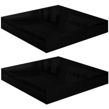 Shumee plovoucí nástěnné 2 ks černé vysoký lesk 23×23,5×3,8 cm, 323761 (323761)