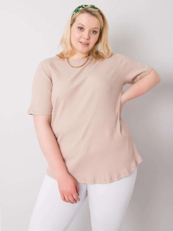 BÉŽOVÉ DÁMSKÉ TRIČKO S KRÁTKÝM RUKÁVEM RV-BZ-6323.92-BEIGE Velikost: 3XL