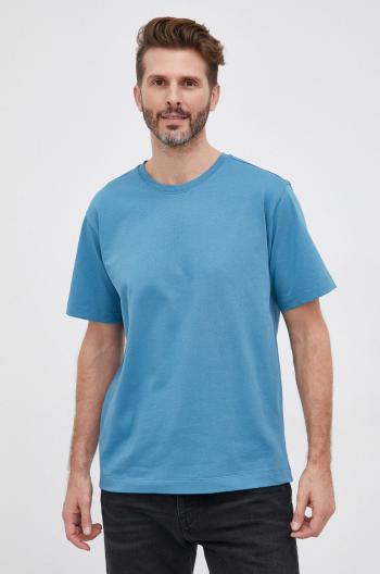 Bavlněné tričko United Colors of Benetton tyrkysová barva, hladké