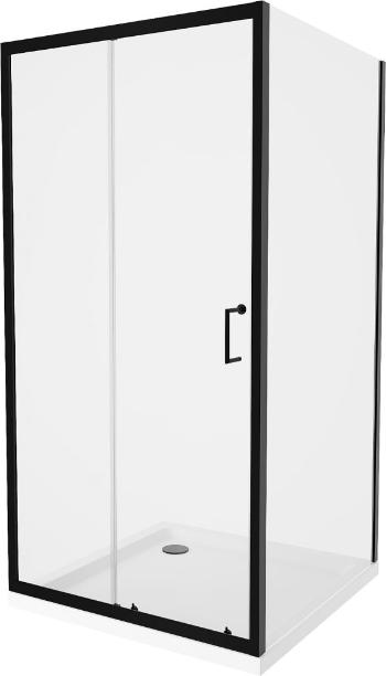 MEXEN/S Apia Sprchový kout 100x100 cm, transparent, černá + vanička se sifonem 840-100-100-70-00-4010B