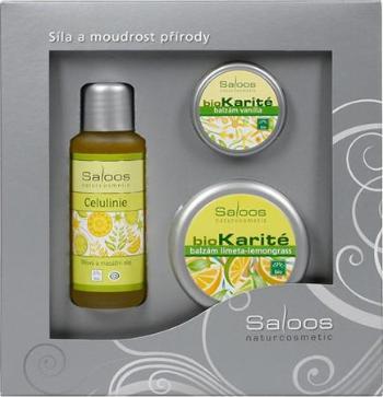 Saloos Citrus Celulinie masážní olej 50 ml + Bio Karité Limeta-lemongrass balzám 50 ml + Bio Karité Vanilla balzám 19 ml dárková sada