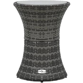  Zahradní odkládací stolek tvar bubnu šedý polyratan (48152)