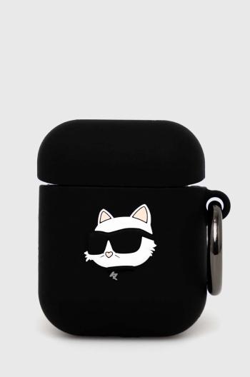 Pouzdro na airpod Karl Lagerfeld AirPods 1/2 cover černá barva