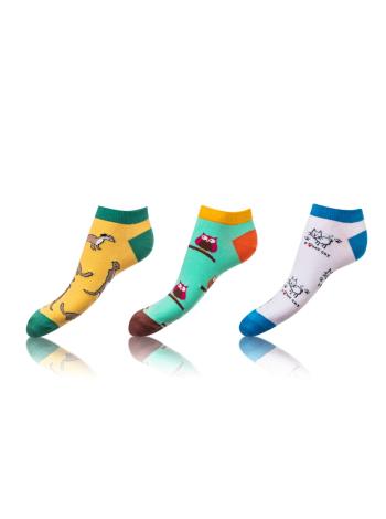Kotníkové zábavné ponožky CRAZY IN-SHOE SOCKS 3 páry - Zábavné nízké crazy ponožky unisex v setu 3 páry - žlutá - zelená - bílá