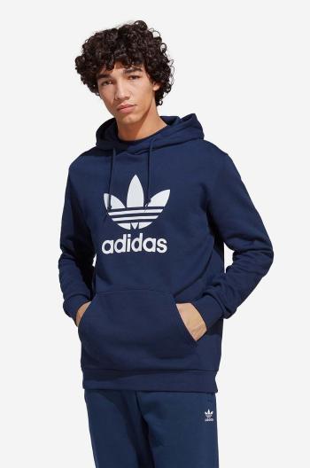 Bavlněná mikina adidas Originals pánská, tmavomodrá barva, s kapucí, vzorovaná, IA4886-navy