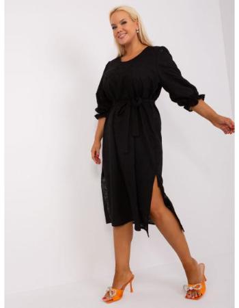 Dámské šaty s 3/4 rukávy plus size YEARA černé 