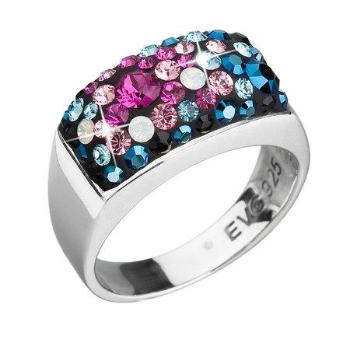 Stříbrný prsten s krystaly Swarovski mix barev modrá růžová 35014.4, modrá,mix, barev,růžová, 58