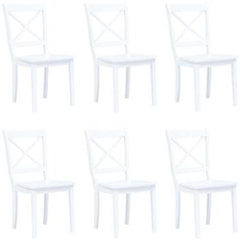 Jídelní židle 6 ks bílé masivní kaučukovník (277543)