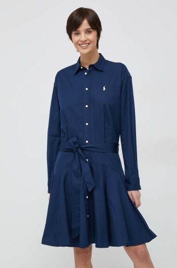 Bavlněné šaty Polo Ralph Lauren Tmavomodrá barva, mini