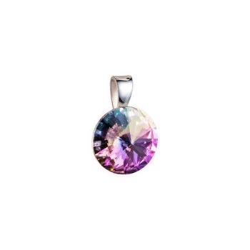 Stříbrný přívěsek s krystaly Swarovski fialový kulatý-rivoli 34112.5, vitrail, light
