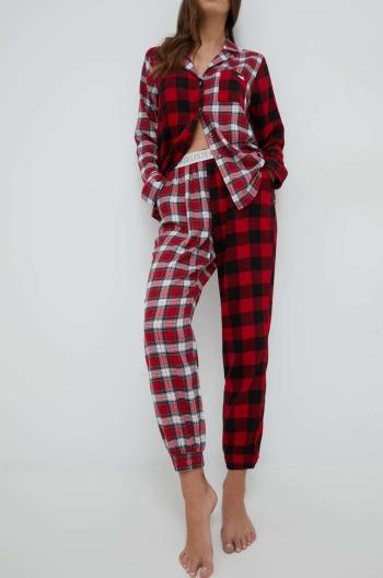 Pyžamové kalhoty Hollister Co. dámské, červená barva