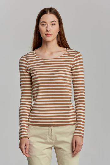 TRIČKO GANT 1X1 RIB STRIPED LS T-SHIRT hnědá XS