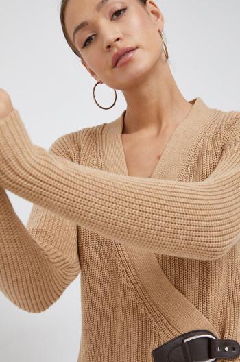 Bavlněný svetr Lauren Ralph Lauren dámský, hnědá barva