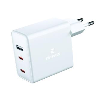 SWISSTEN SÍŤOVÝ ADAPTÉR GaN 2x USB-C + 1x USB 70W 22054100