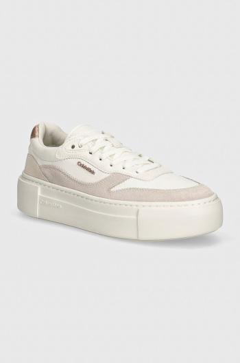 Sneakers boty Calvin Klein FF CUPSOLE LACE UP W/ML MIX M bílá barva, HW0HW02125