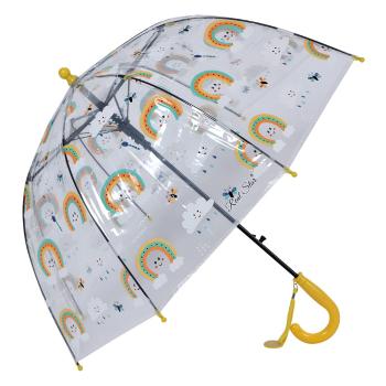 Průhledný deštník pro děti se žlutým držadlem a duhami - Ø 50 cm JZCUM0006Y