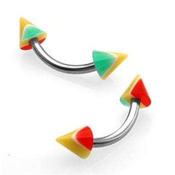 Šperky4U Piercing do obočí - RASTA - OB01128-1208