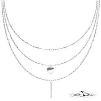 Šperky4U Trojitý ocelový náhrdelník s přívěsky - OPD0228-ST