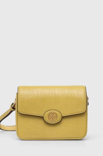 Kožená kabelka Tory Burch Robinson Crosshatched žlutá barva, 154731.700