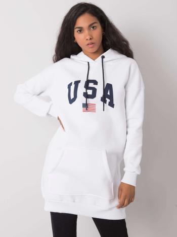 BÍLÁ DÁMSKÁ DLOUHÁ MIKINA USA RV-BL-6676.67-WHITE Velikost: XL