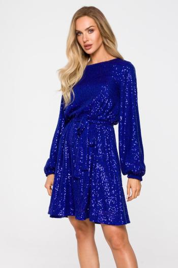 Modré třpytivé šaty M715