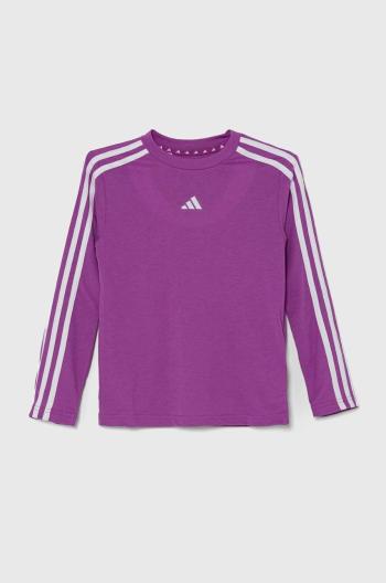 Dětské tričko s dlouhým rukávem adidas J TR-ES 3S LS fialová barva, IW0847