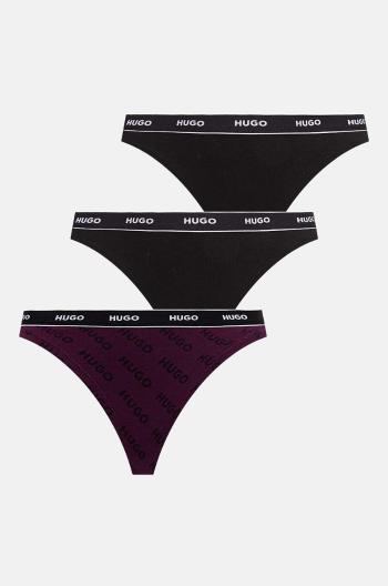 Tanga HUGO 3-pack černá barva