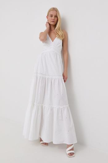 Bavlněné šaty Pinko bílá barva, maxi, áčková