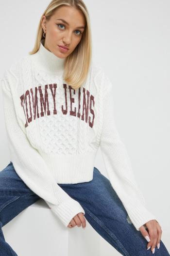 Svetr Tommy Jeans dámský, bílá barva, lehký