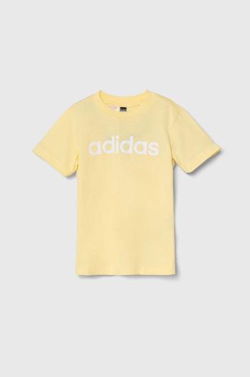 Dětské bavlněné tričko adidas LK LIN CO TEE žlutá barva, s potiskem, IW0875