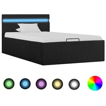 Rám postele s úložným prostorem LED tmavě šedý textil 100x200cm (285601)