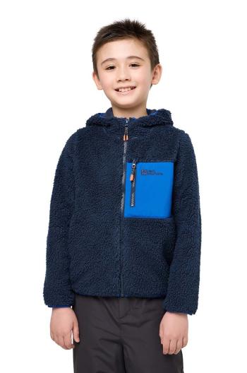 Dětská mikina Jack Wolfskin ICE CURL HOOD tmavomodrá barva, s kapucí, hladká