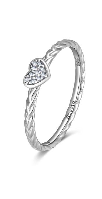Rosato Romantický stříbrný prsten se zirkony Allegra RZA017 56 mm