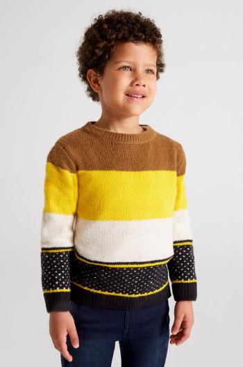 Dětský svetr se směsí vlny Mayoral žlutá barva