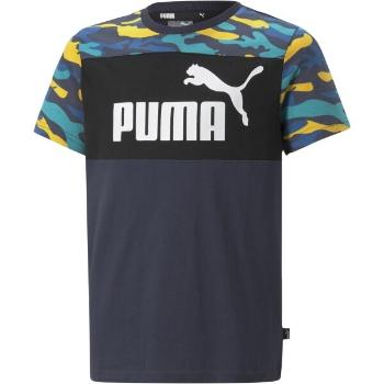 Puma ESS+CAMO TEE Chlapecké triko, tmavě modrá, velikost 140