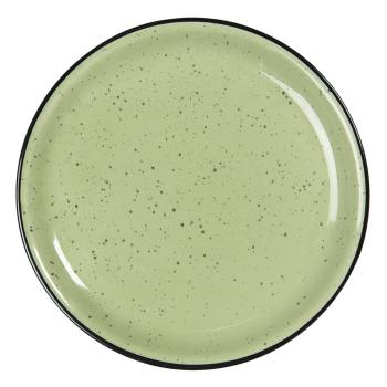 Mělký zelený keramický talíř s kaňkami Printemps – Ø 27*3 cm 6CEFP0052GR