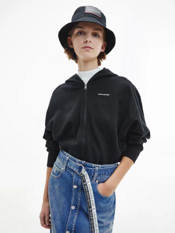 Calvin Klein Calvin Klein Jeans dámská černá mikina s kapucí MICRO BRANDING ZIP-THROUGH