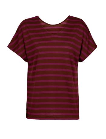 dámské merino triko krátký rukáv ICEBREAKER Wmns Drayden Reversible SS Top Stripe, Espresso/Cherry/S (vzorek) velikost: S