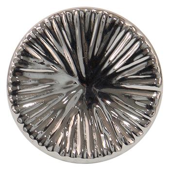 Stříbrná kulatá keramická úchytka s rýhovaným zdobením Ratiel - Ø 4*3 cm 65066